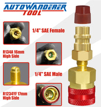 Load image into Gallery viewer, AutoWanderer Tool R1234yf Quick Couplers Kit R1234YF to R134a Conversion Adapters for R1234yf Air Conditioning Systems Evacuation Recharging