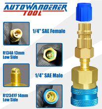 Load image into Gallery viewer, AutoWanderer Tool R1234yf Quick Couplers Kit R1234YF to R134a Conversion Adapters for R1234yf Air Conditioning Systems Evacuation Recharging