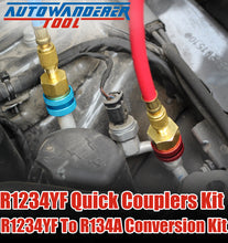 Load image into Gallery viewer, AutoWanderer Tool R1234yf Quick Couplers Kit R1234YF to R134a Conversion Adapters for R1234yf Air Conditioning Systems Evacuation Recharging