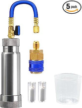 Load image into Gallery viewer, AutoWanderer Tool AC Oil Dye Injector Kit for R134a Refrigerant System with 1/4" SAE Connector and Snap Quick Coupler 2 Oil Checkers 2oz Measuring Cup