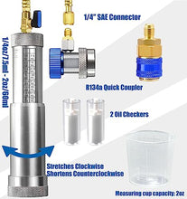 Load image into Gallery viewer, AutoWanderer Tool R134A AC Oil Dye Injector Kit with 2 Quick Couplers 2 Oil Checkers 2oz Measuring Cup