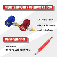 Load image into Gallery viewer, AutoWanderer Tool R1234yf AC Gauges, 3 Way 1234yf AC Manifold Gauge Set Car Air Conditioner Recharge Kit with 5FT Hoses R1234yf Quick Couplers Valve Core Remover