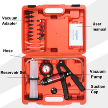 Load image into Gallery viewer, Brake Bleeder Kit One Person Hand Vacuum Pump Automotive Tester One-Man Brake Clutch Fluid Extractor Master Cylinder Bleeder Kit with Adapters Case,Red