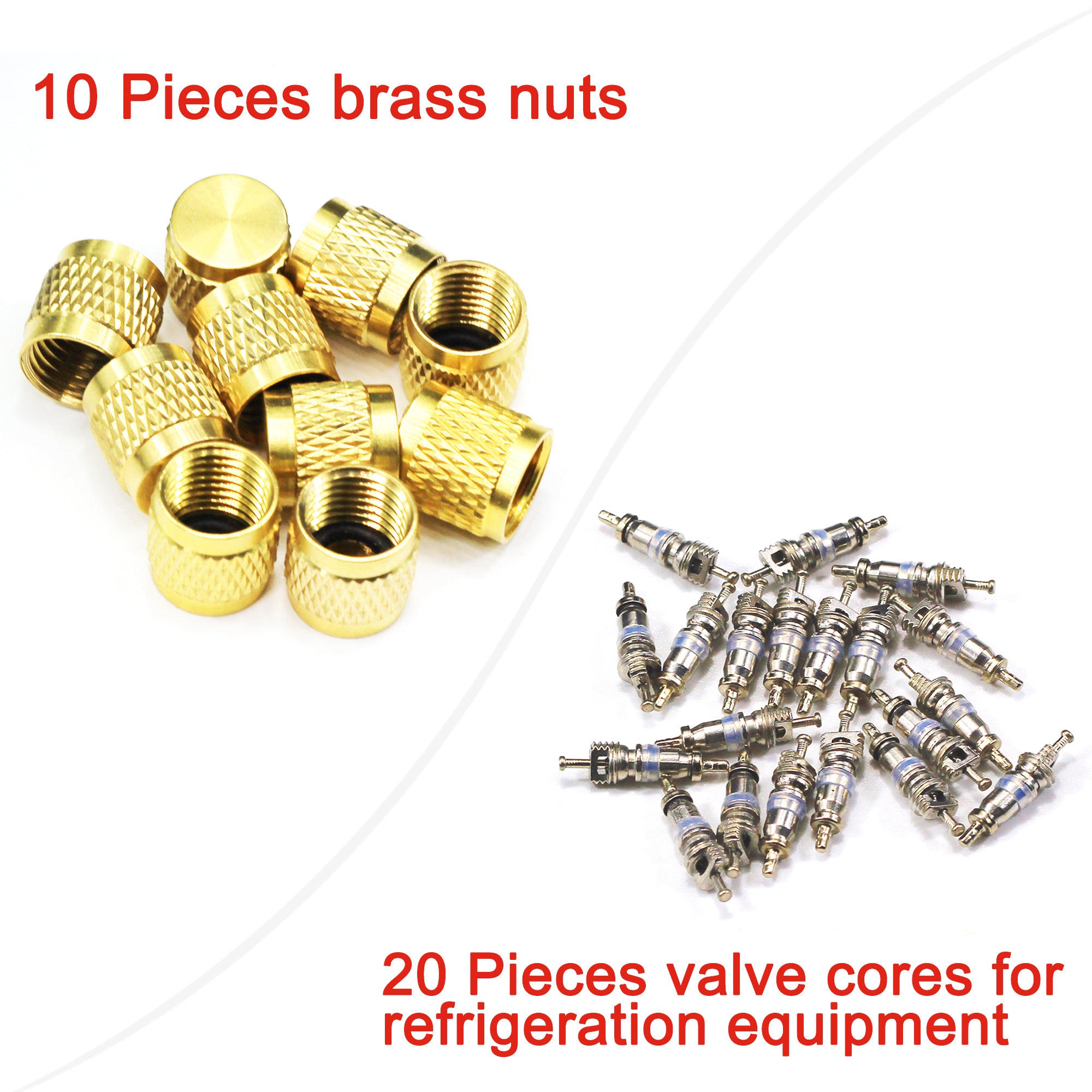 HVAC Wrench Tool AC Schrader Valve Core Remover Set – 1/4 And 5/16 Port Installer – 16Pcs Brass