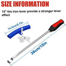 Load image into Gallery viewer, AutoWanderer Tool 15” Tire Spoons Iron Set, Steel Tire Changing Removal Tool for Dirt Bike Lawn Mower Motorcycle|Tire Spoon Lever|Rim Protector|Valve Tool|Valve Cores|Tire Valve Stem TR414&amp;Caps
