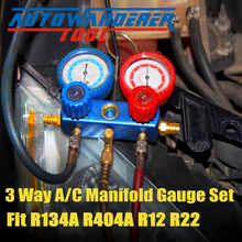 Load image into Gallery viewer, R134a AC Gauge 3 Way A/C Manifold Gauge Set Air Conditioning Manifold Charging for R134A by Autowanderer Tool
