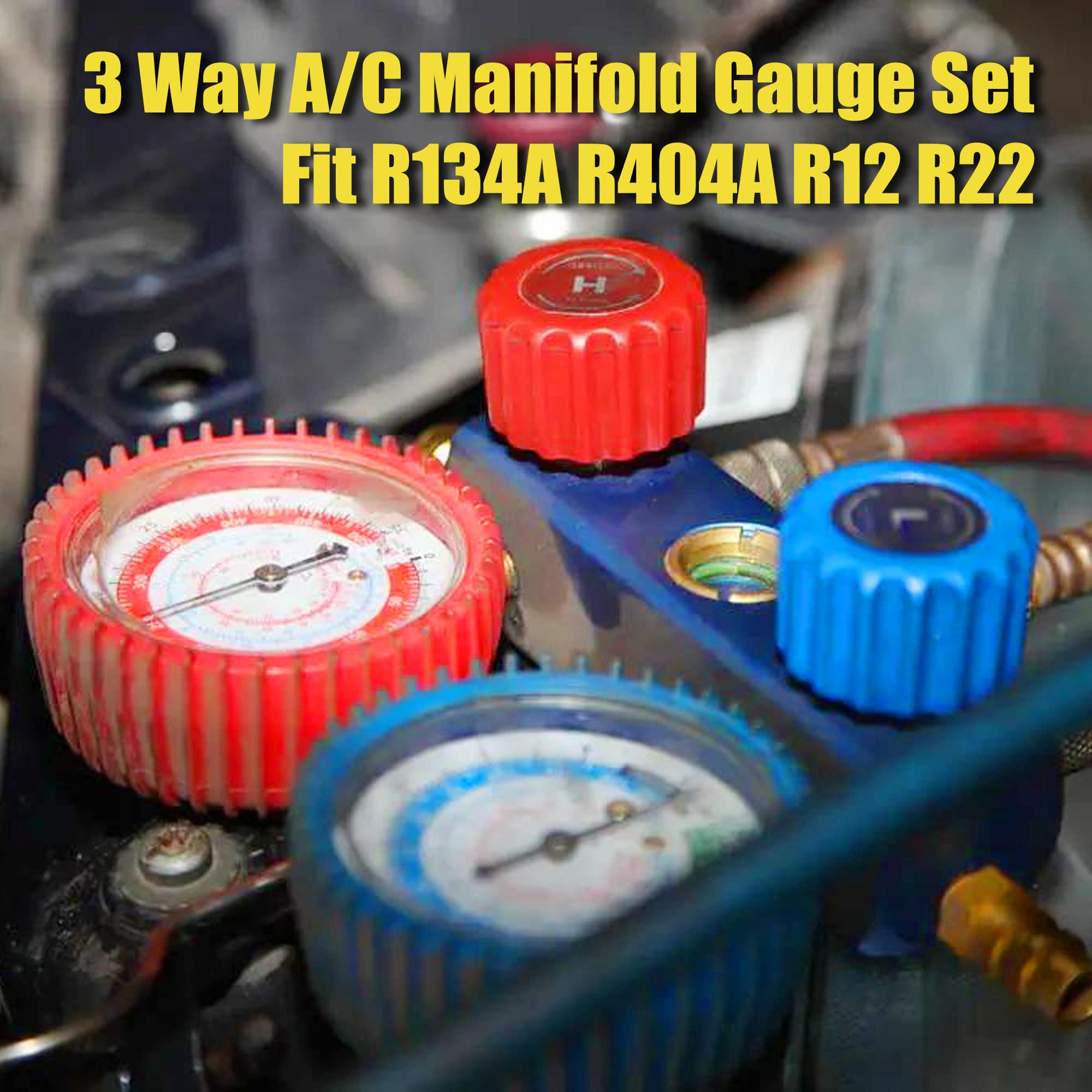 R134a AC Gauge 3 Way A/C Manifold Gauge Set Air Conditioning Manifold –  Autowanderer Tool