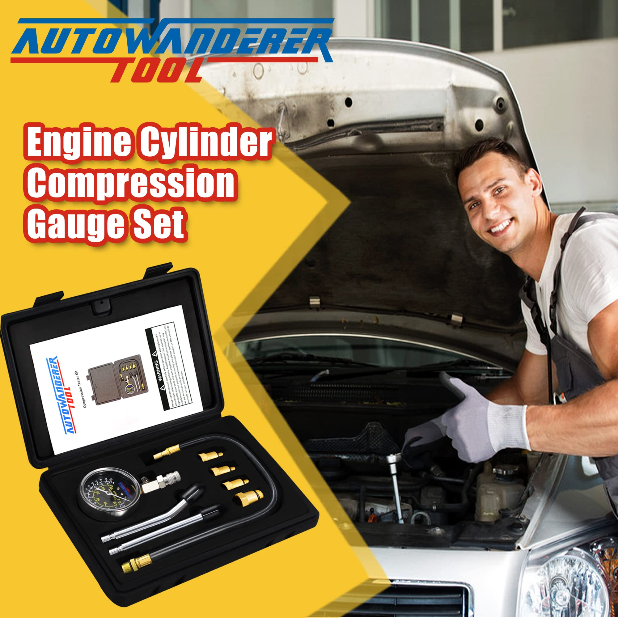 AutoWanderer Tool Engine Compression Tester Automotive, 8Pcs Fuel Pres –  Autowanderer Tool