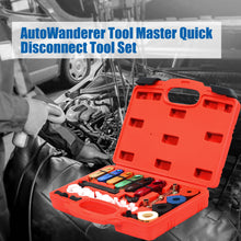 Load image into Gallery viewer, AutoWanderer Tool 22PCS Master Quick Disconnect Tool Kit for Automotive AC Fuel Line Disconnect Tool and Transmission Oil Cooler Line Red
